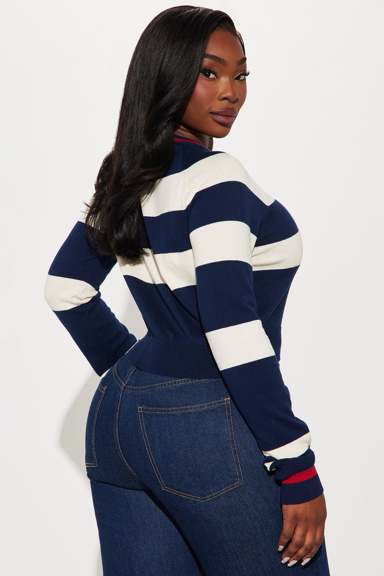 Sailor Striped Bow Sweater - Navy/combo Product Image
