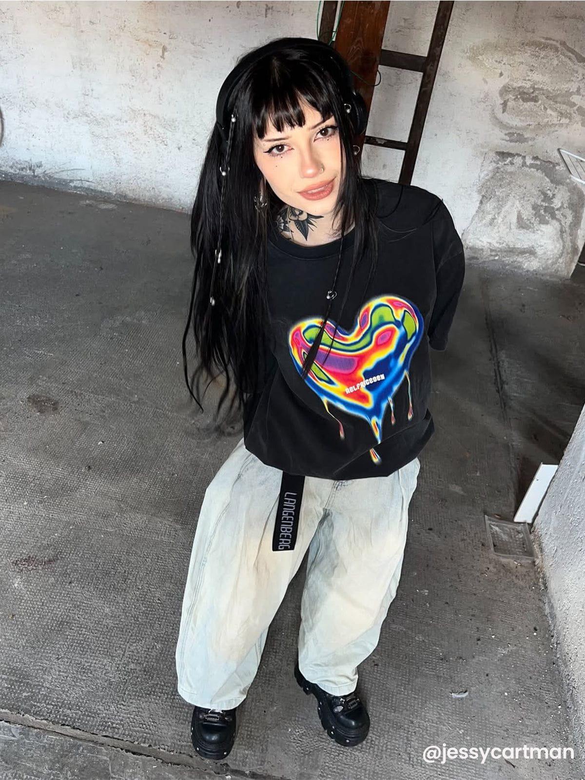 Men's Contrast Color Patchwork Short Sleeve Tee Product Image