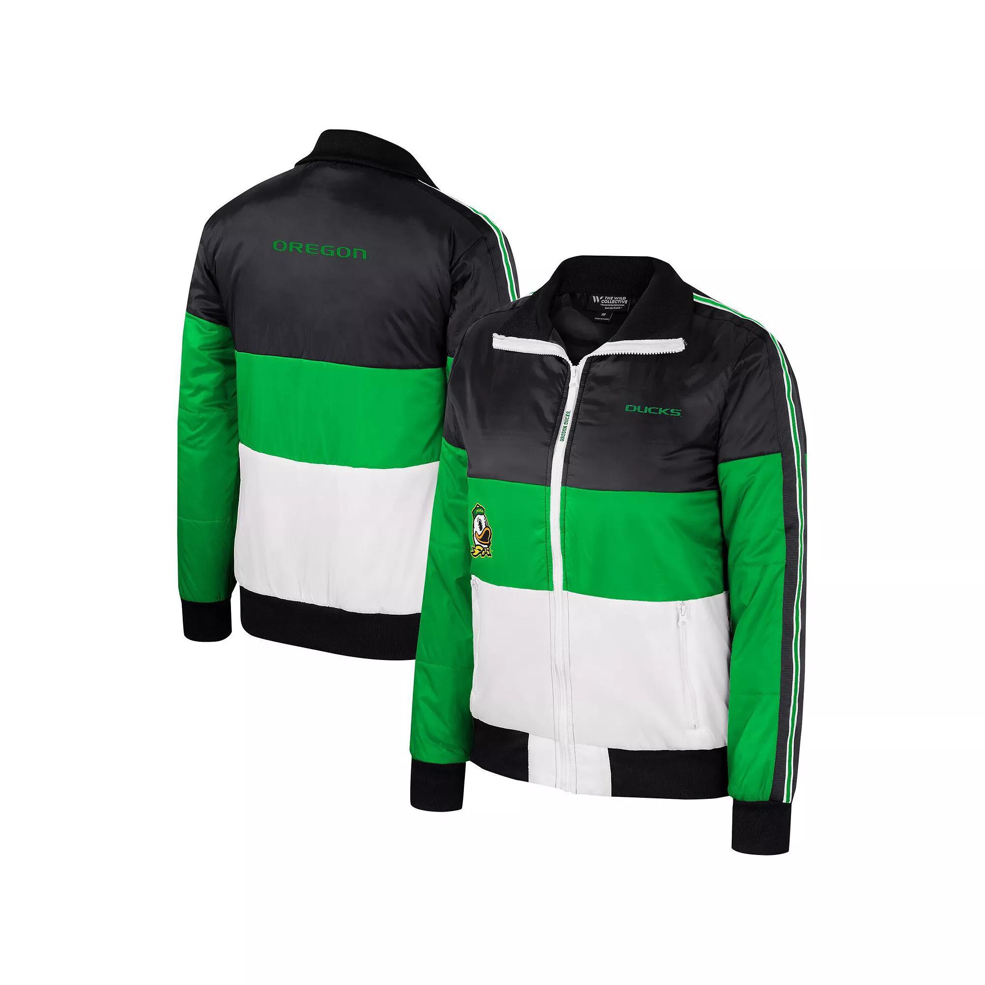 Women's The Wild Collective  Green Oregon Ducks Color-Block Puffer Full-Zip Jacket, Size: Medium Product Image