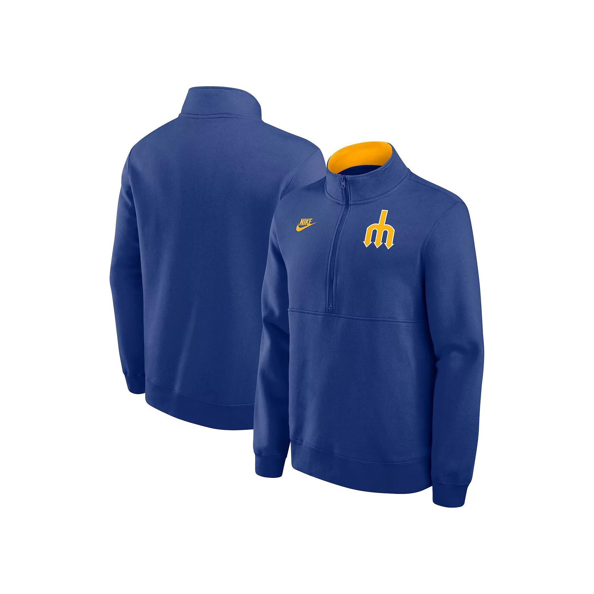 Men's Nike Royal Seattle Mariners Cooperstown Collection Fleece Half-Zip Pullover, Size: XL, Blue Product Image