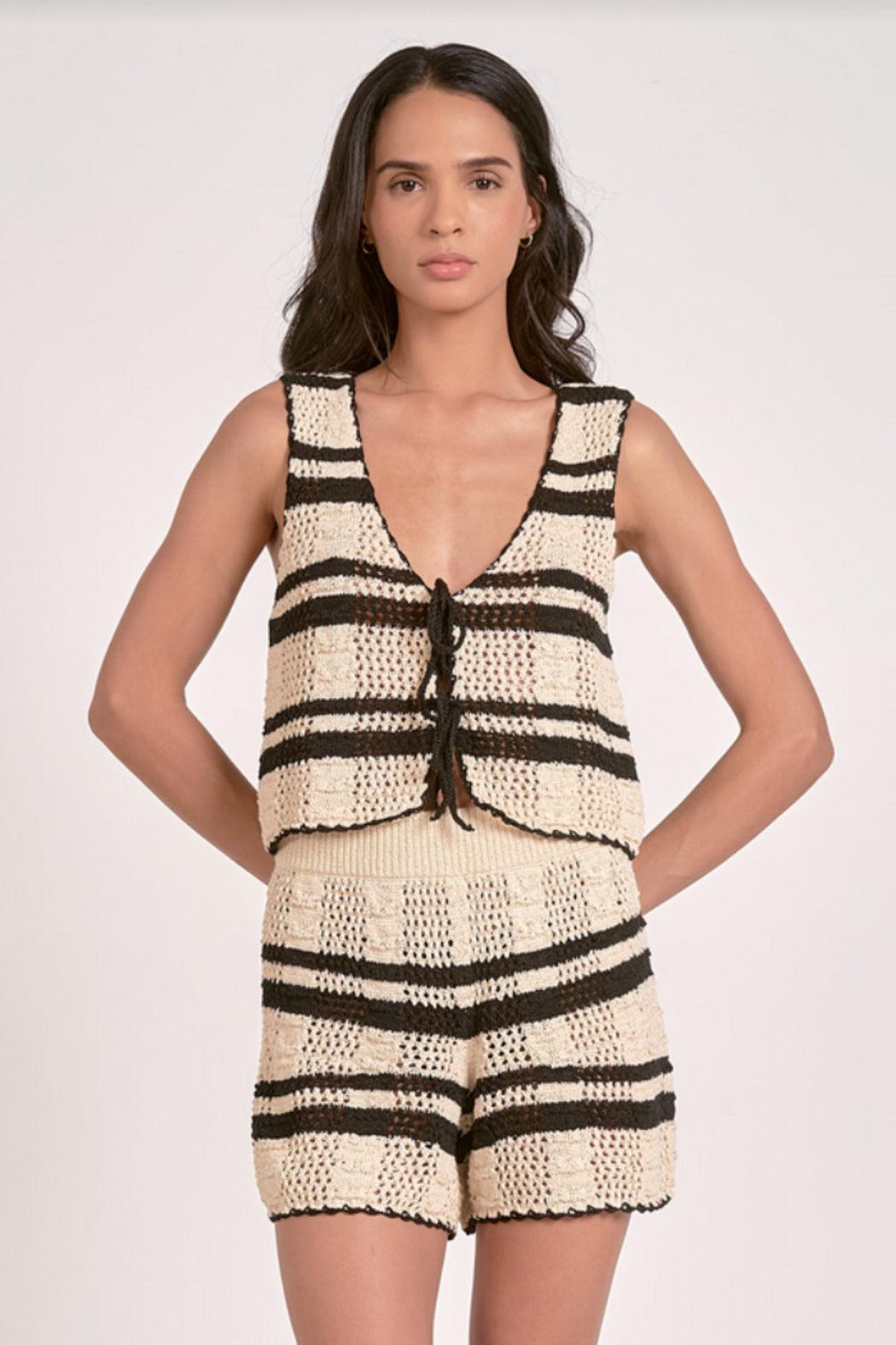 Striped Front Tie Vest Product Image
