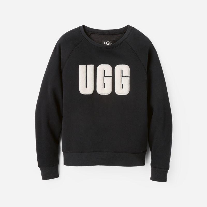 UGG Womens Madeline Fuzzy Logo Crewneck Brushed Fleece Hoodies & Sweatshirts Product Image