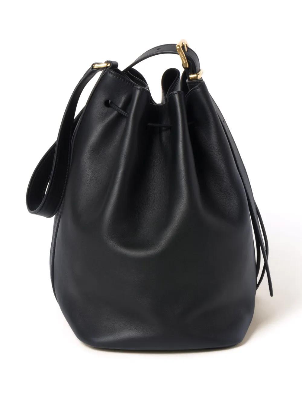 MIU MIU Logo-embossed Leather Bucket Bag In Black Product Image