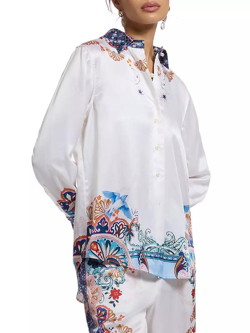 Carrie Paisley Silk-Blend Charmeuse Shirt Product Image