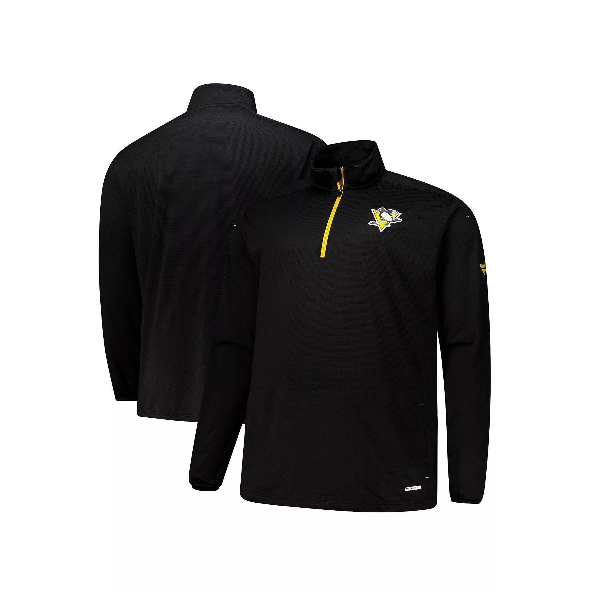 Men's Fanatics Black Pittsburgh Penguins Big & Tall Authentic Pro Quarter-Zip Pullover,  Product Image