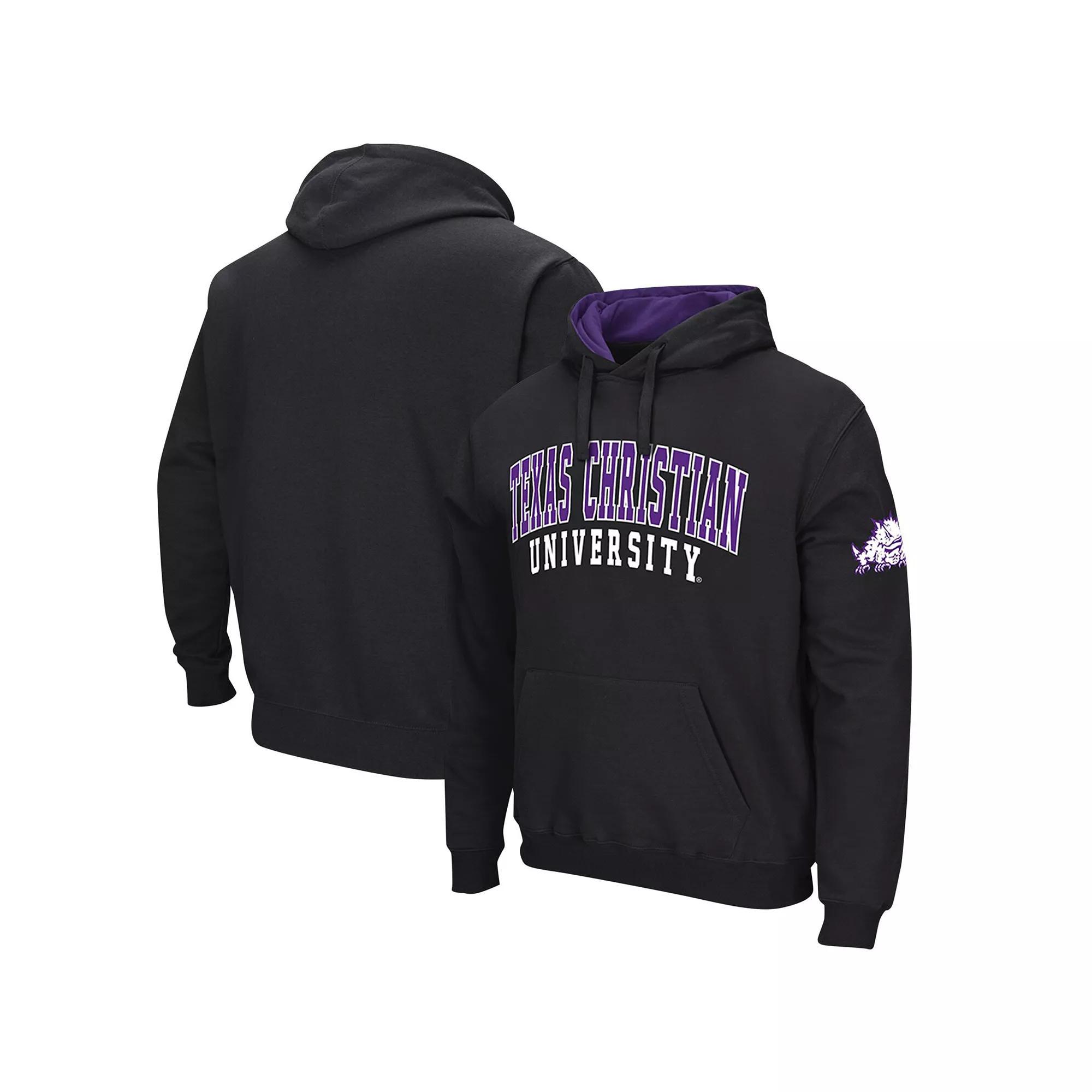 Men's Colosseum Black TCU Horned Frogs Double Arch Pullover Hoodie, Size: Large Product Image