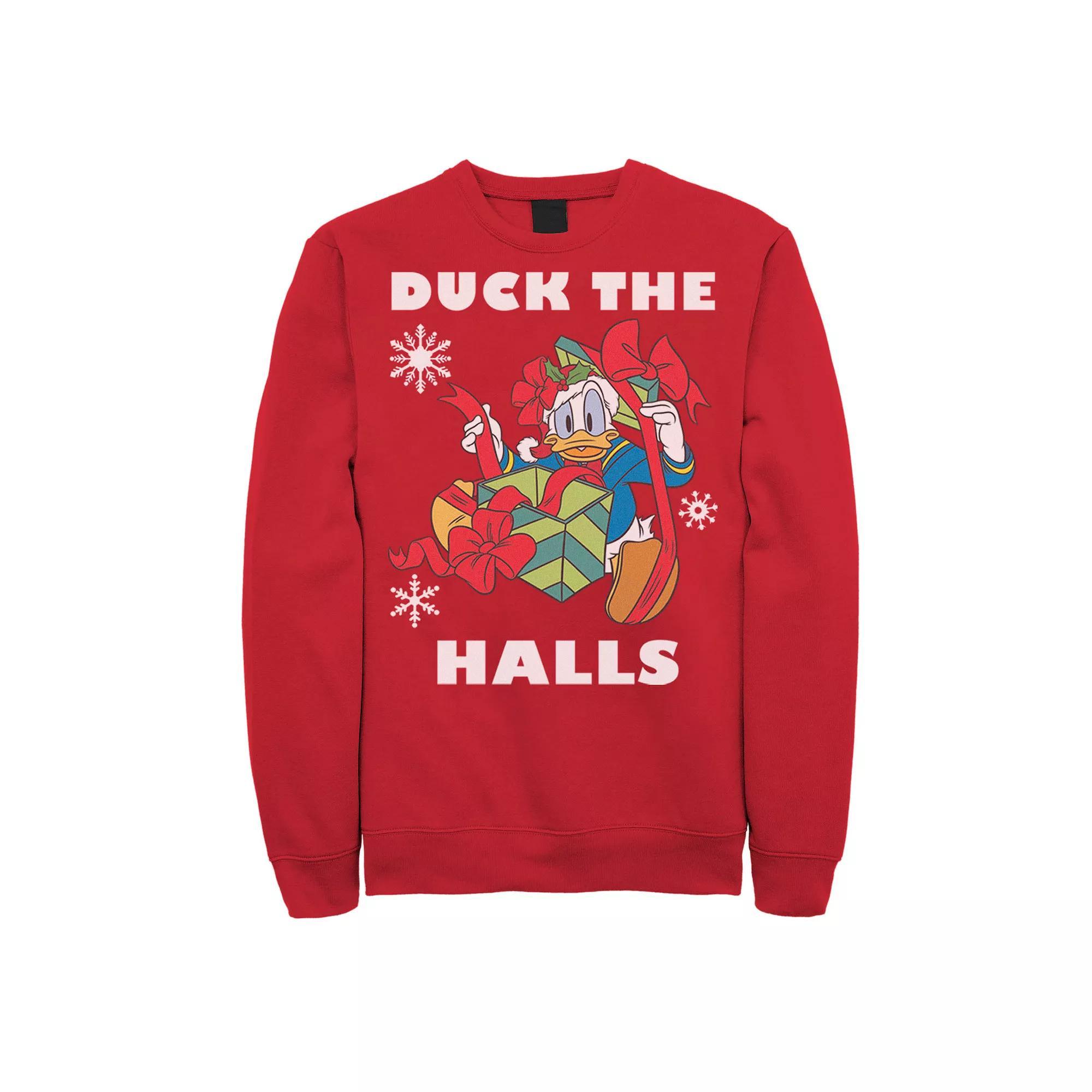 Disney's Donald Duck The Halls Men's Christmas Portrait Sweatshirt,  Product Image