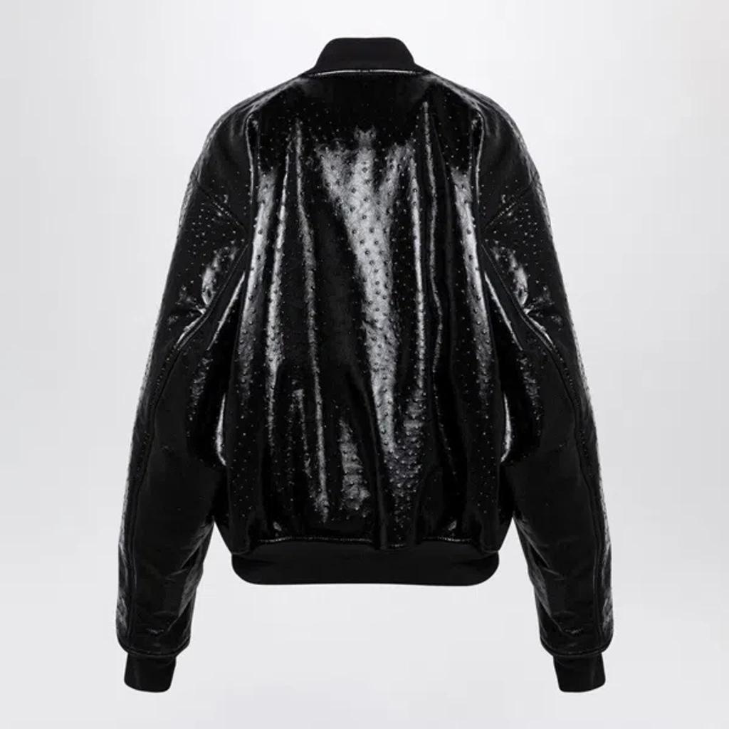 BALENCIAGA Ostrich-effect Bomber Jacket In Black Product Image