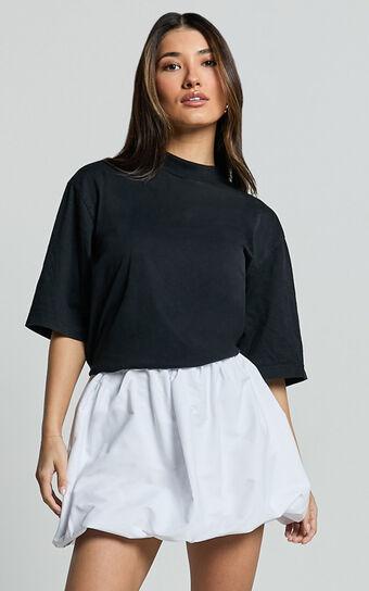 Abbey Mini Skirt - Bubble Hem Skirt in White Product Image