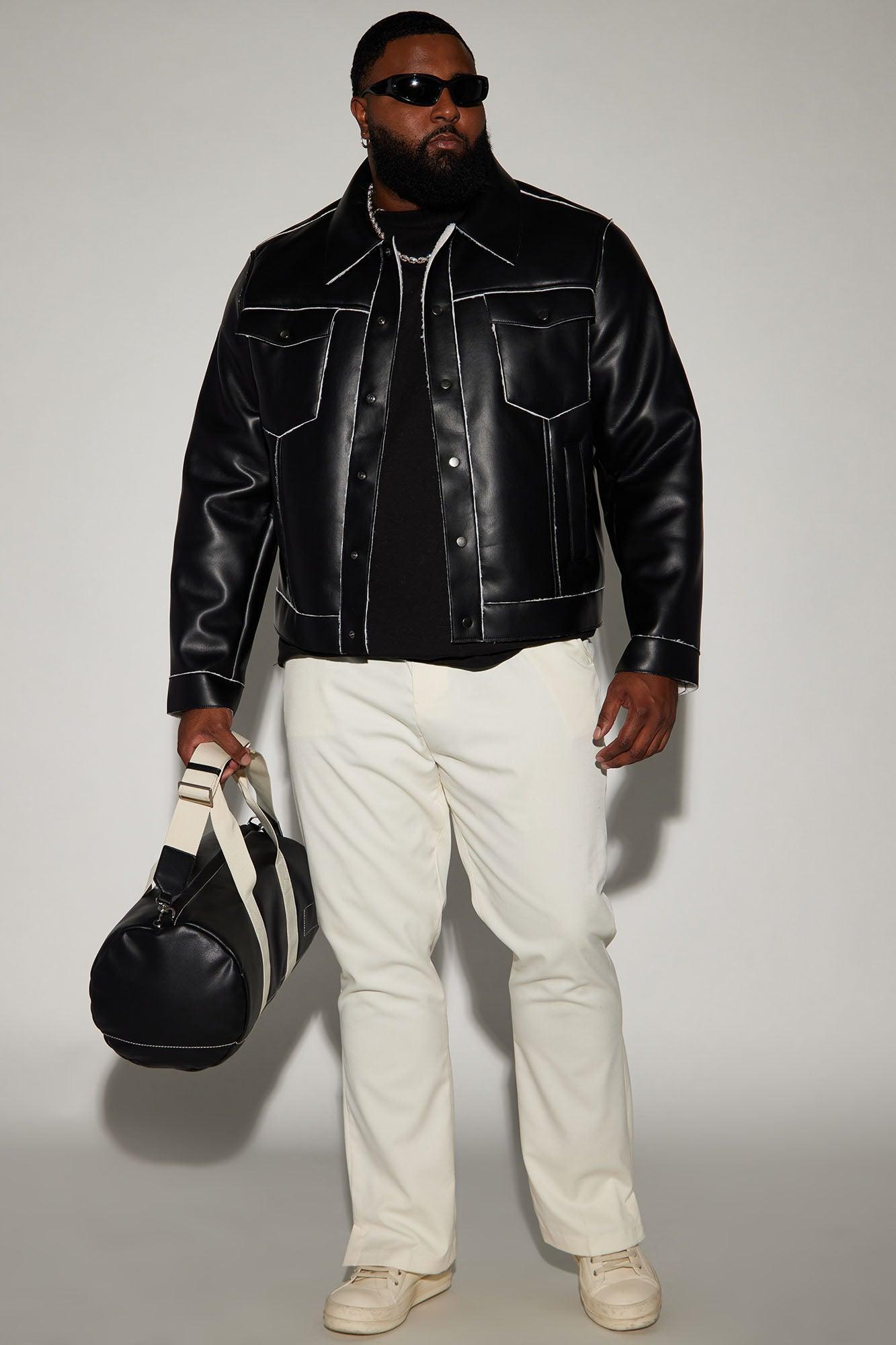 Charles Faux Shearling Trucker Jacket - Black Product Image