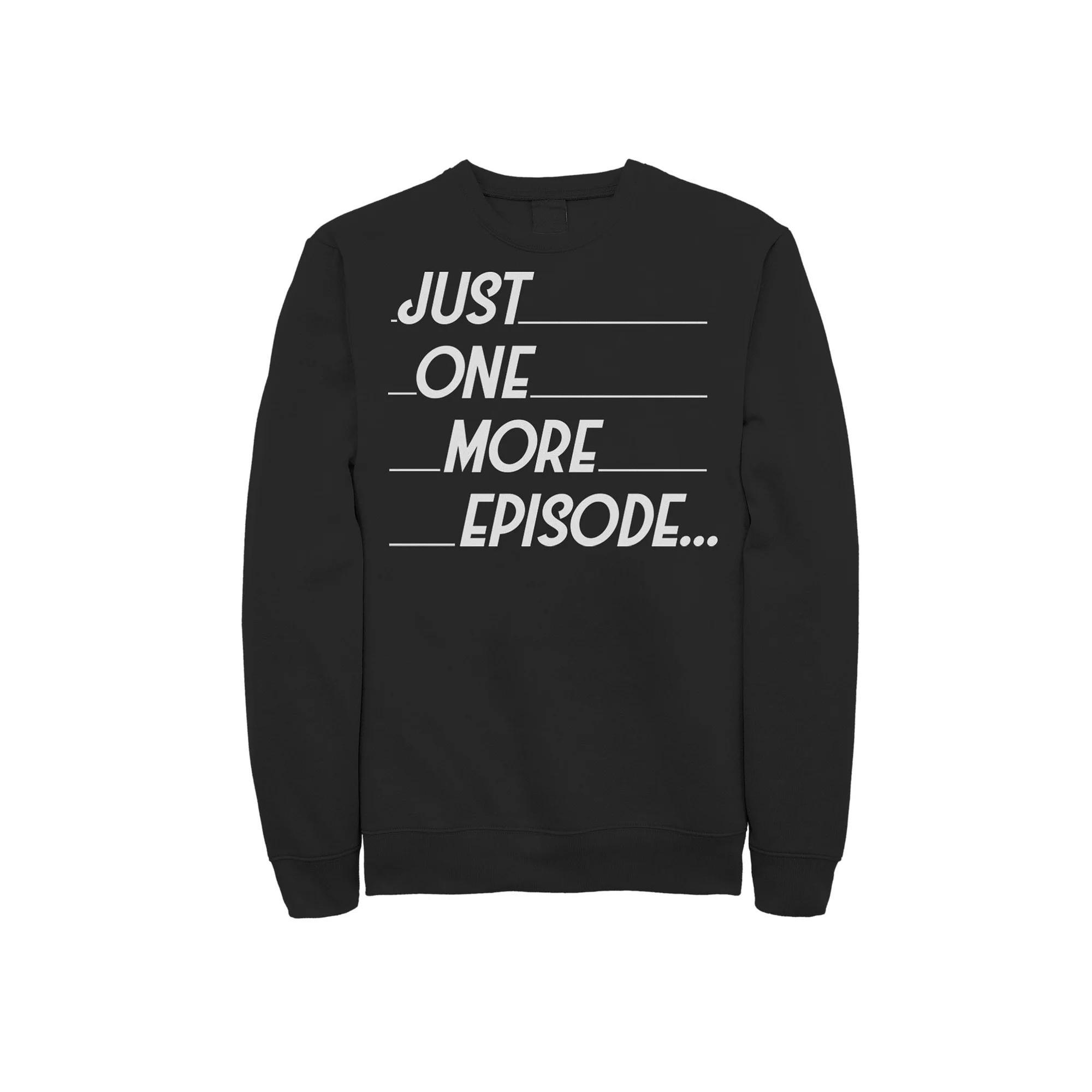 Men's 'Just One More Episode' Simple Text Fleece, Size: XL, Black Product Image