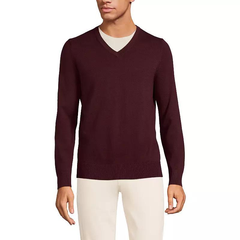 Mens Lands End Fine Gauge Cotton V-Neck Sweater Product Image