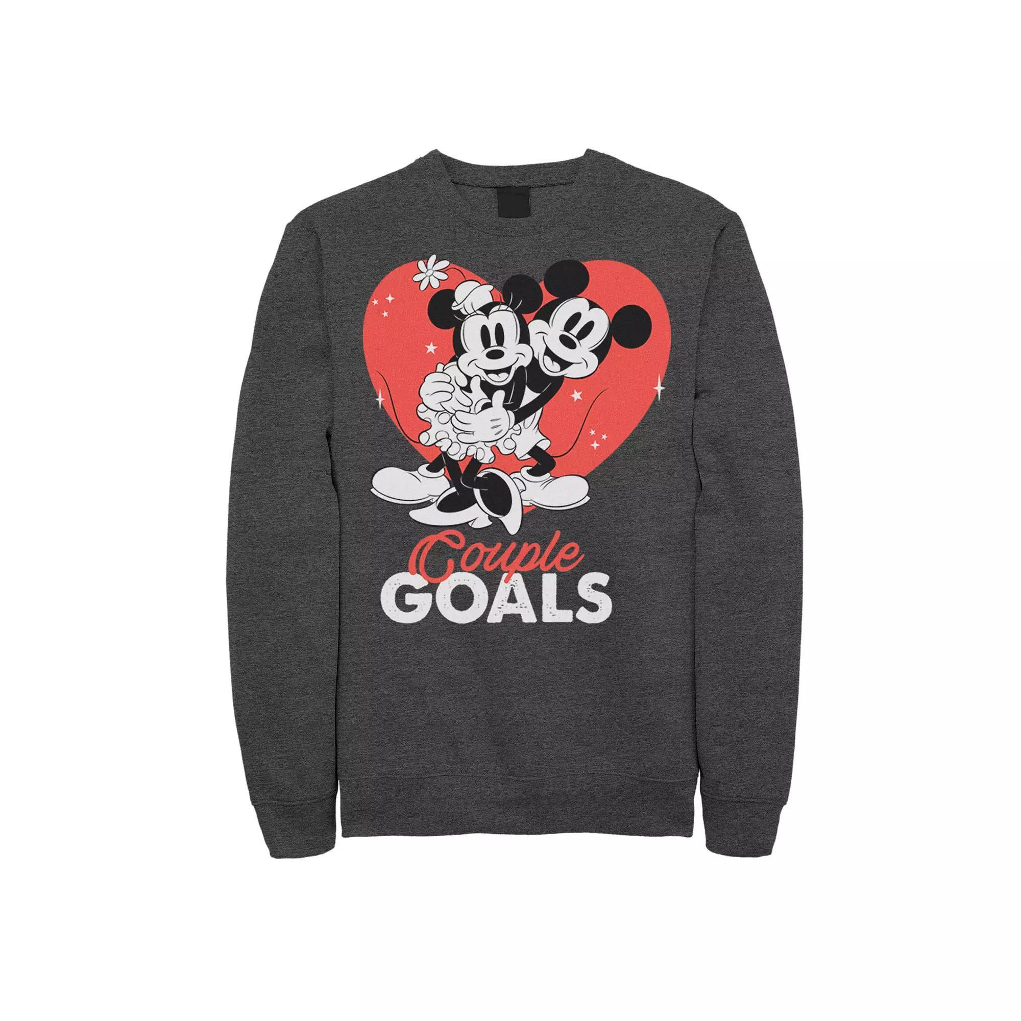 Disney's Mickey & Minnie Mouse Men's Couple Goals Sweatshirt, Size: XXL, Grey Heather Product Image