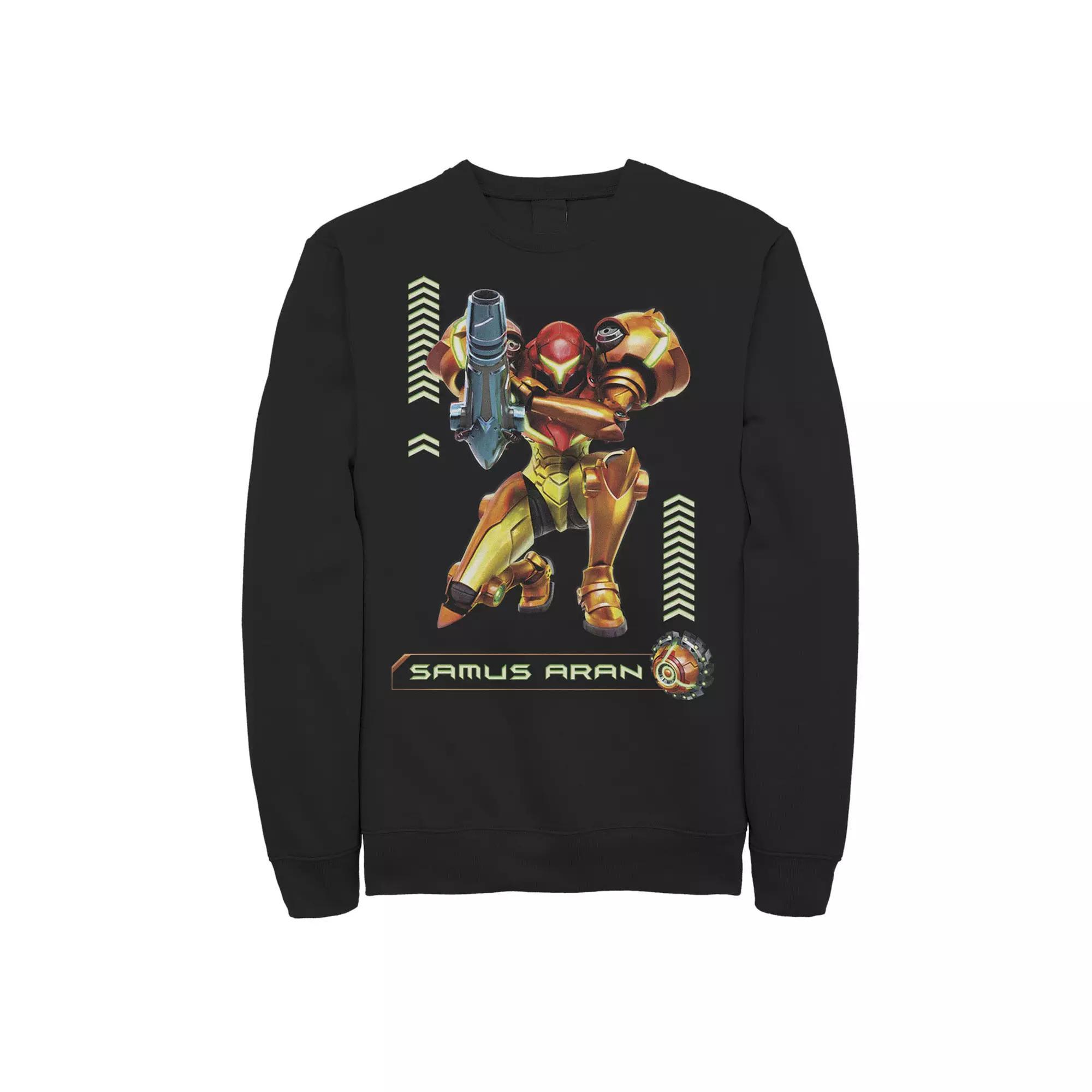Men's Nintendo Nintendo Metriod Samus Aran Kneel Blaster Detailed Graphic Fleece Pullover,  Product Image