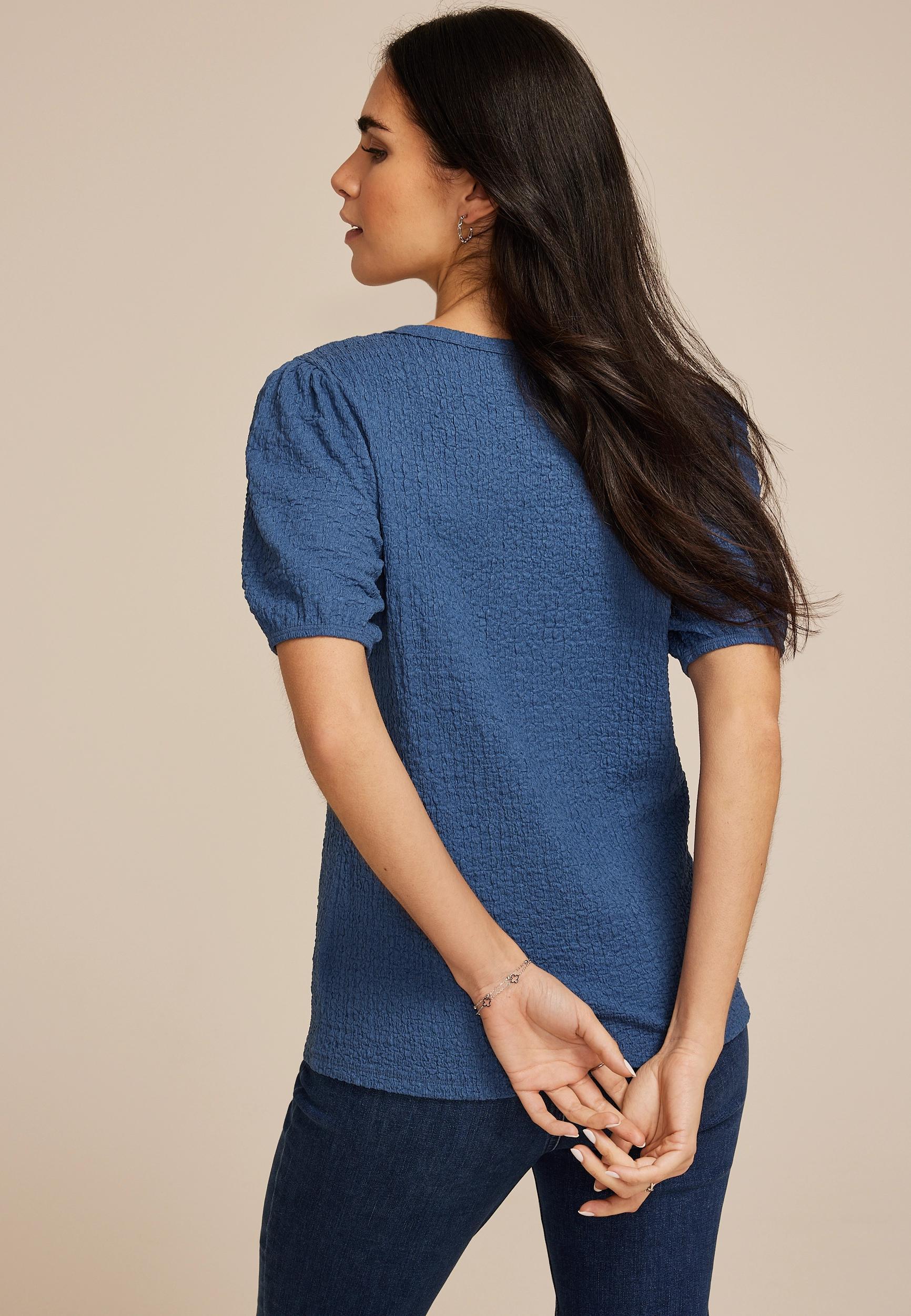 Pucker Puff Sleeve Top Product Image