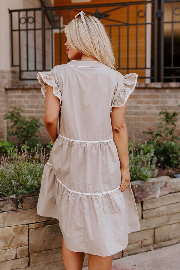 Cue The Charm Mini Dress in Taupe Curves Product Image