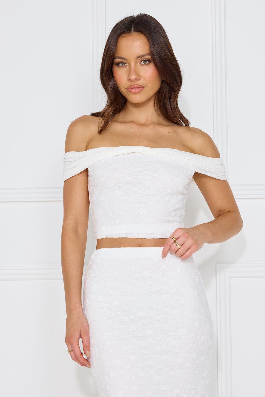 Secret World Off Shoulder Crop Top White Product Image