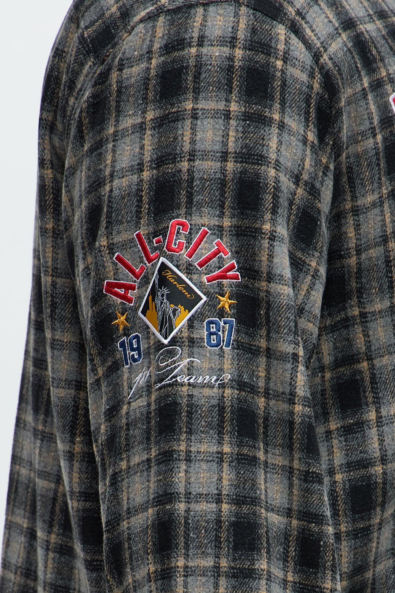 Relaxed Fit Harlem Plaid Long Sleeve Button Up - Black/combo Male Product Image