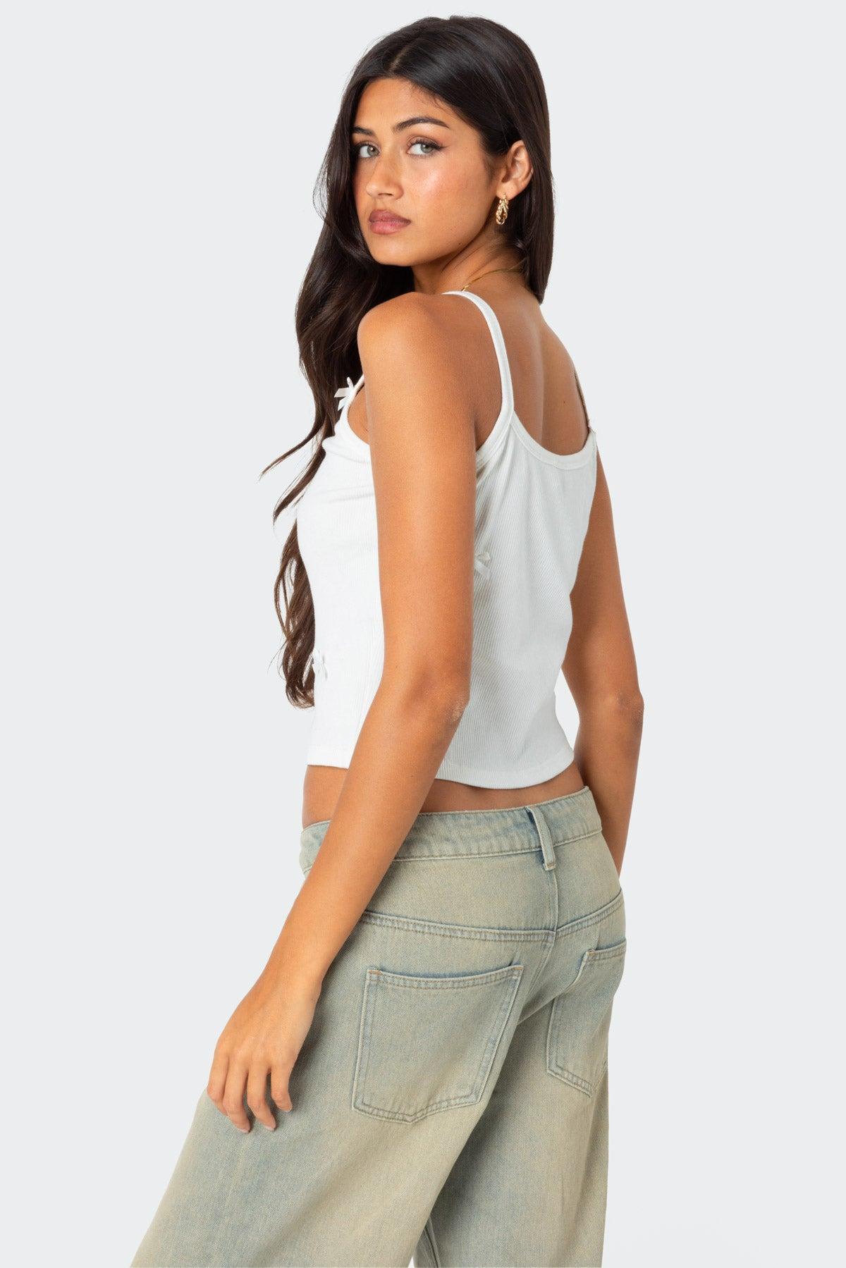 Emilia Ribbed Bow Tank Top Product Image