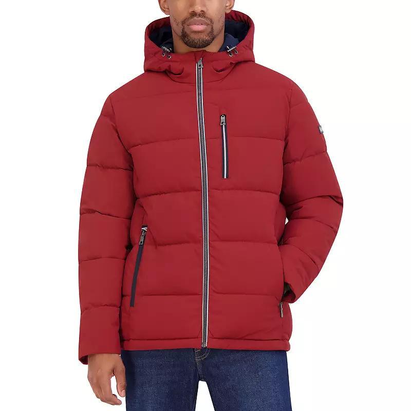 Mens Nautica Hooded Puffer Jacket Blue Product Image