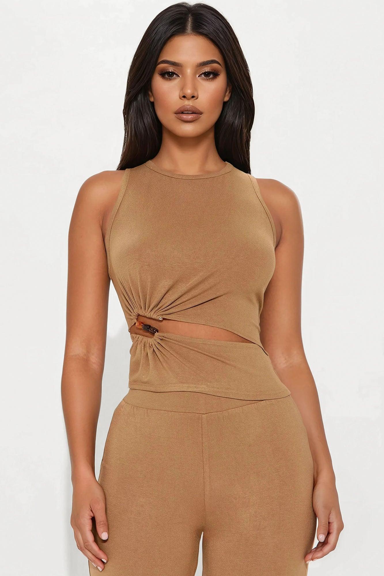 Mya Wide Leg Pant Set - Mocha Female Product Image