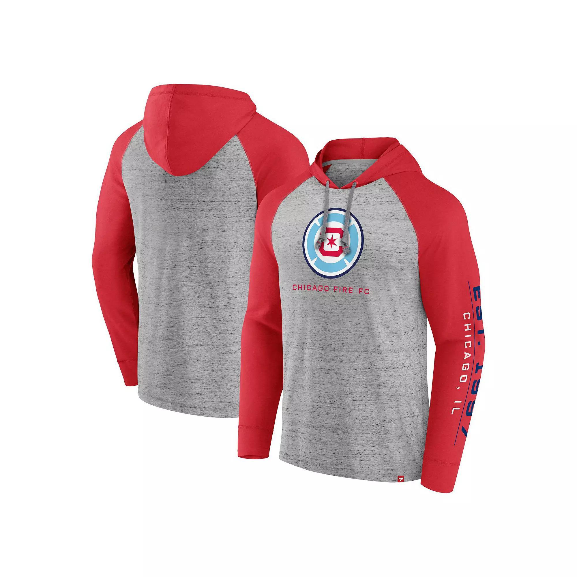 Men's Fanatics Branded Steel Chicago Fire Deflection Raglan Pullover Hoodie, Size: 2XL, Cfs Silver Product Image