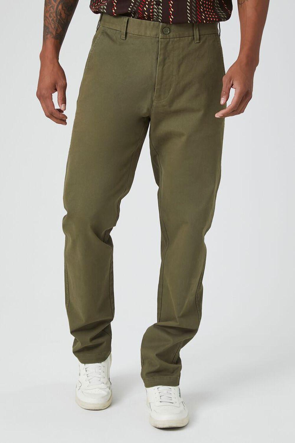 Twill Mid-Rise Slim-Fit Pants | Forever 21 Product Image