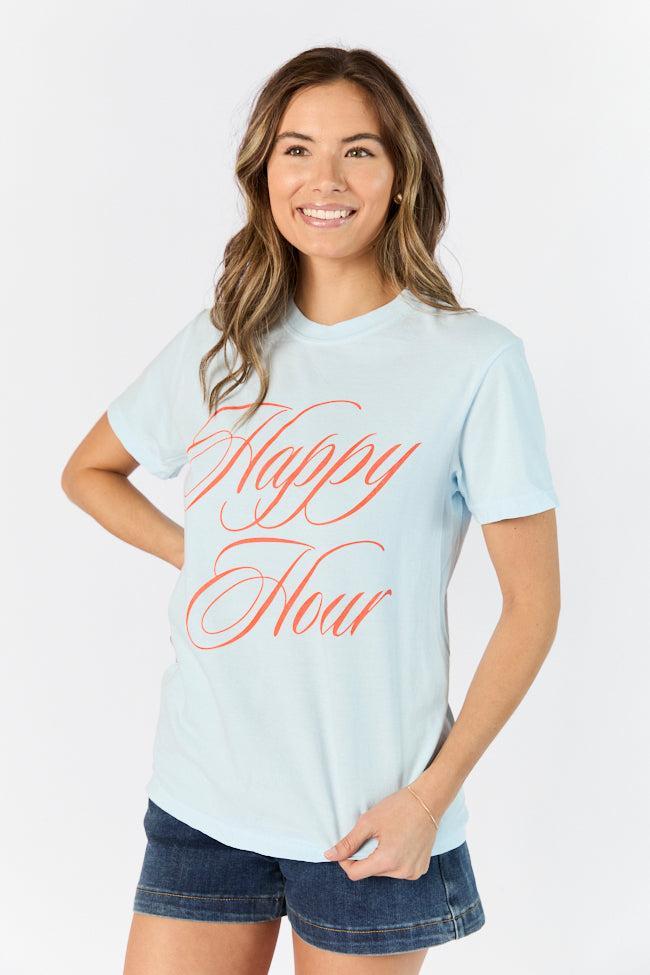 Happy Hour Chambray Comfort Color Graphic Tee SALE Product Image