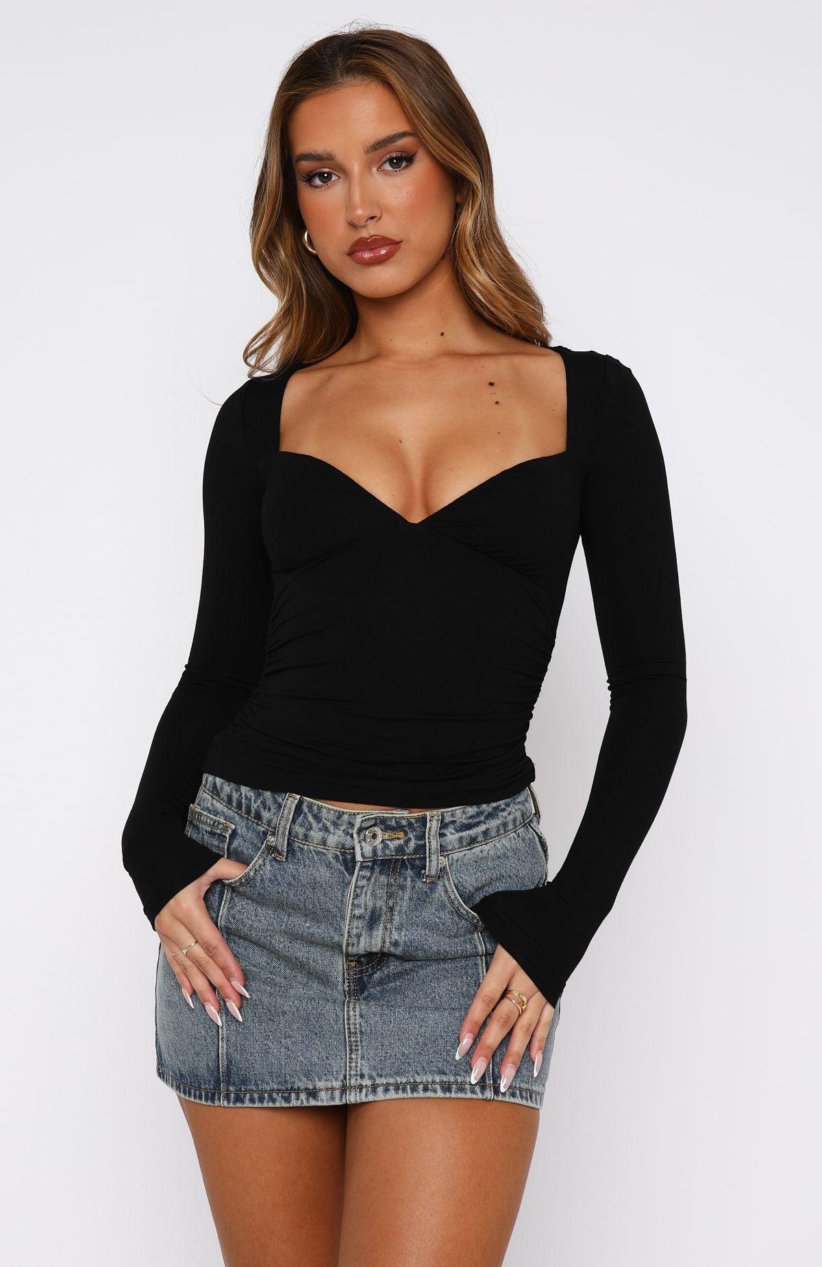 Sweeter Than You Long Sleeve Top Black Product Image