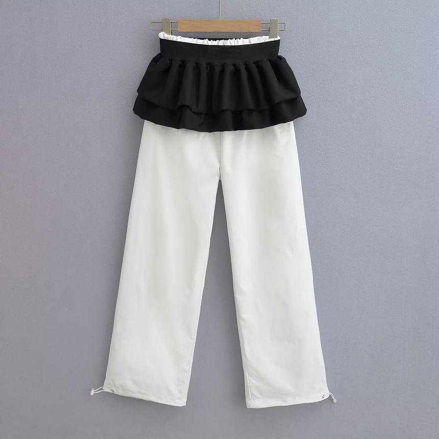 High Waist Two Tone Detachable Straight Leg Sweatpants Product Image