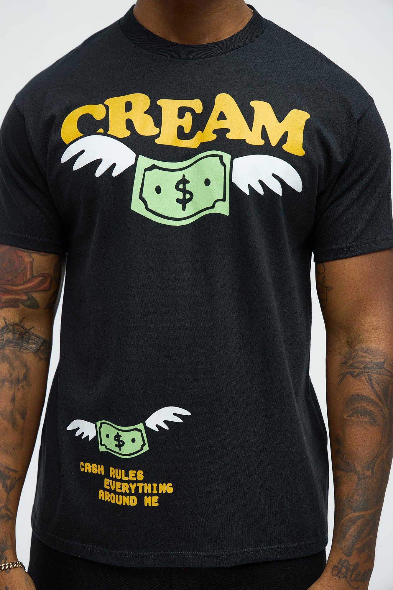 Flying Money Short Sleeve Crew Neck T shirt - Black Product Image