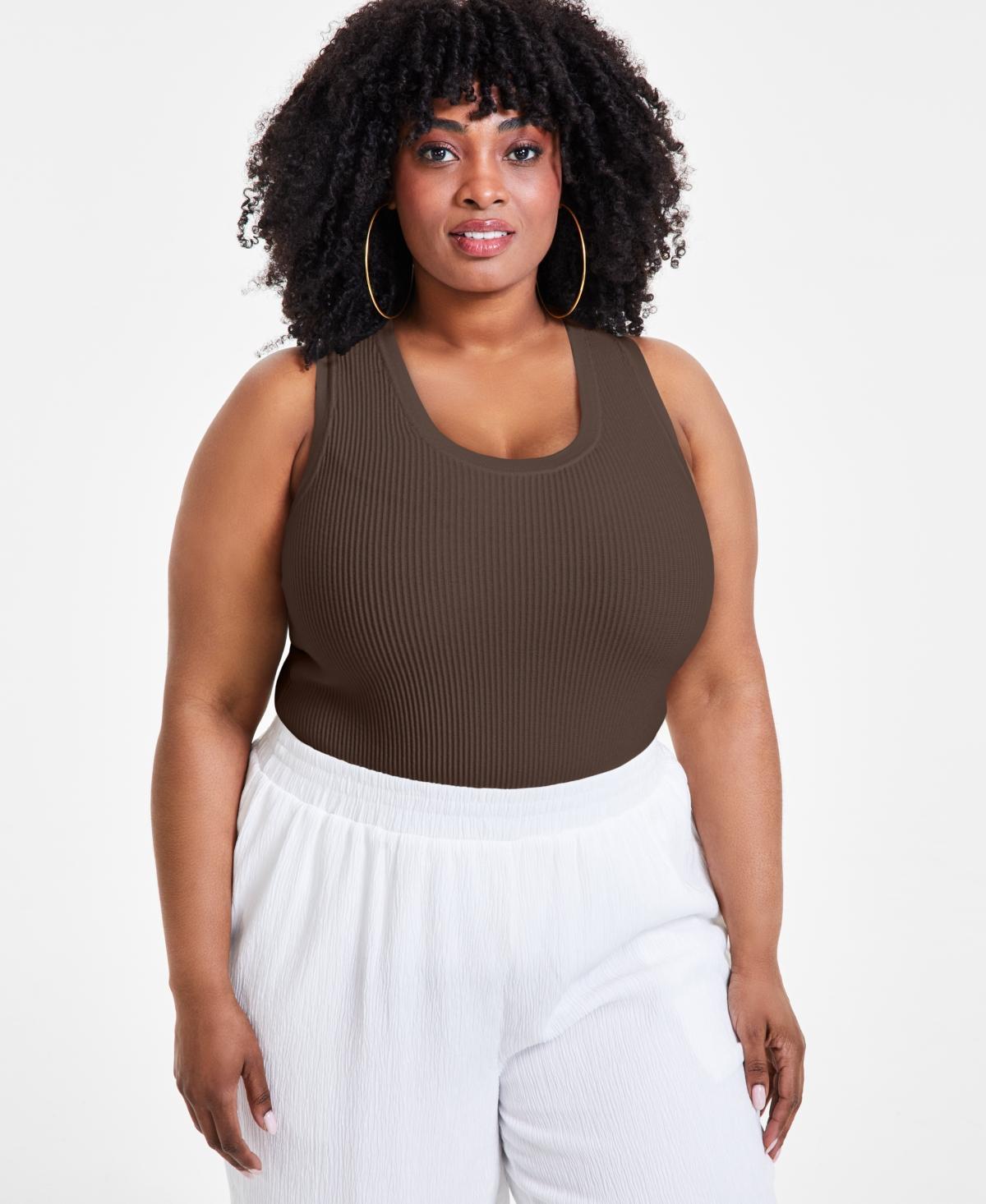 Nina Parker Trendy Plus Size Ribbed Sweater Tank Top Product Image