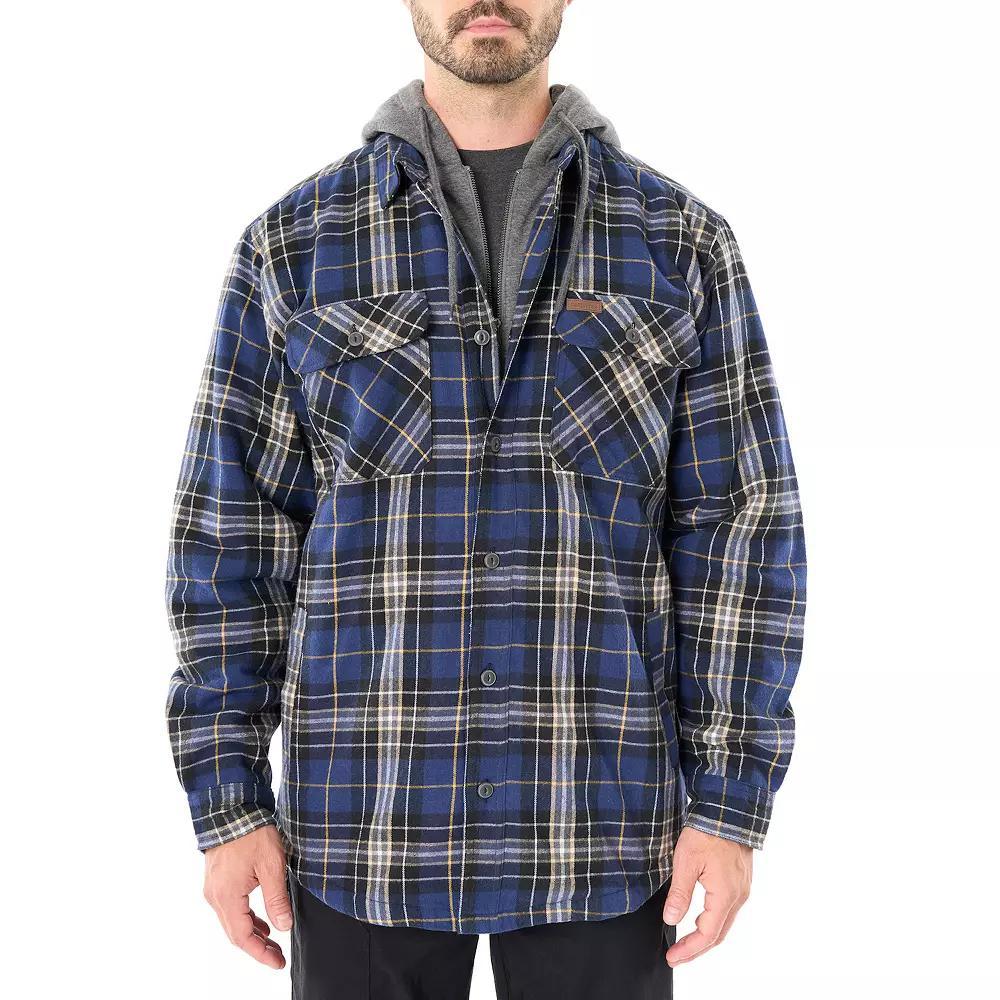Big & Tall Smith's Workwear Sherpa-Lined Hooded Flannel Shacket, Men's,  Product Image
