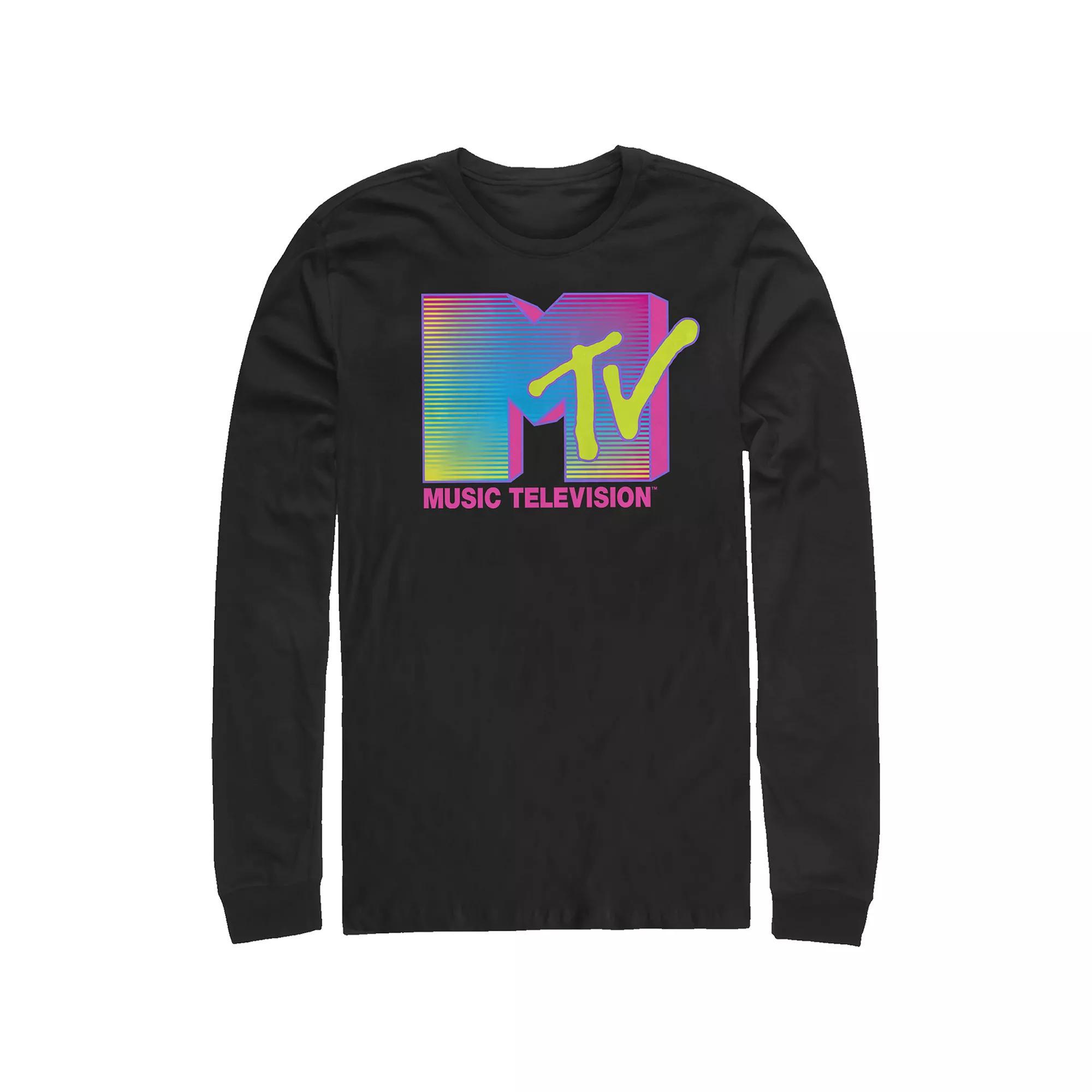 Men's MTV Fluorescent Stripes Logo Graphic Tee,  Product Image
