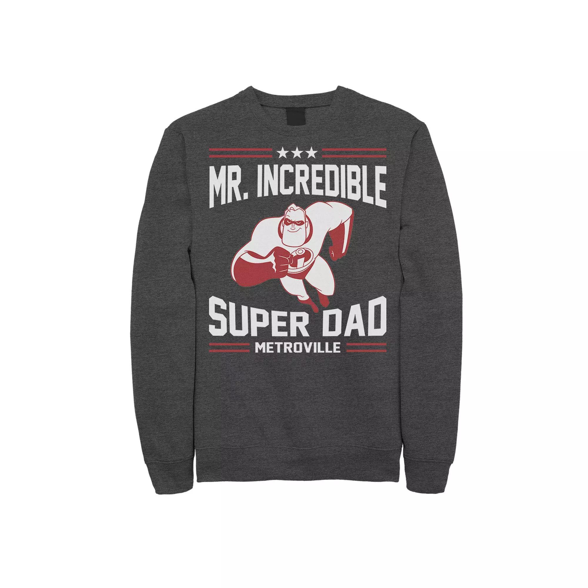 Men's Disney / Pixar Incredibles Super Dad Sweatshirt, Size: Large, Grey Heather Product Image