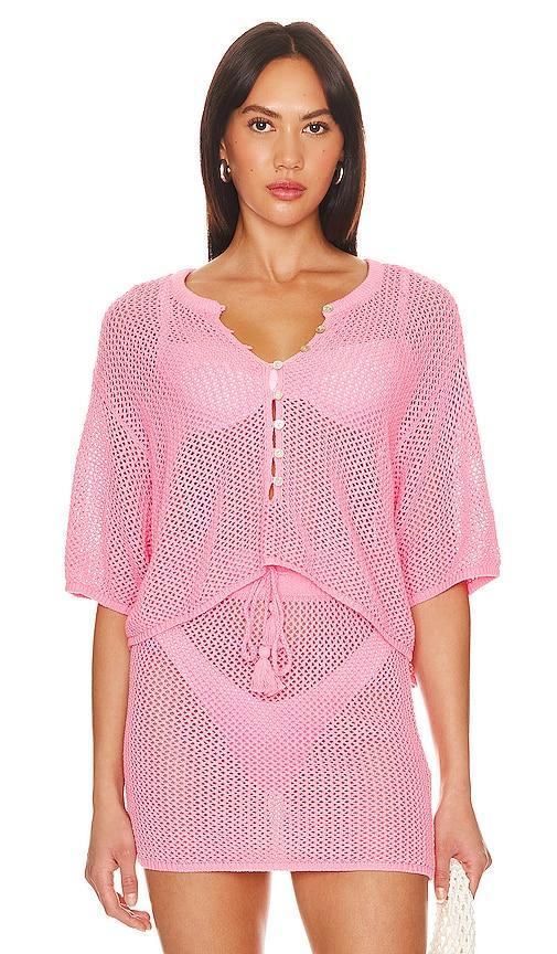 L*Space Coast Is Clear Cotton Crochet Swim Cover-Up Top Product Image