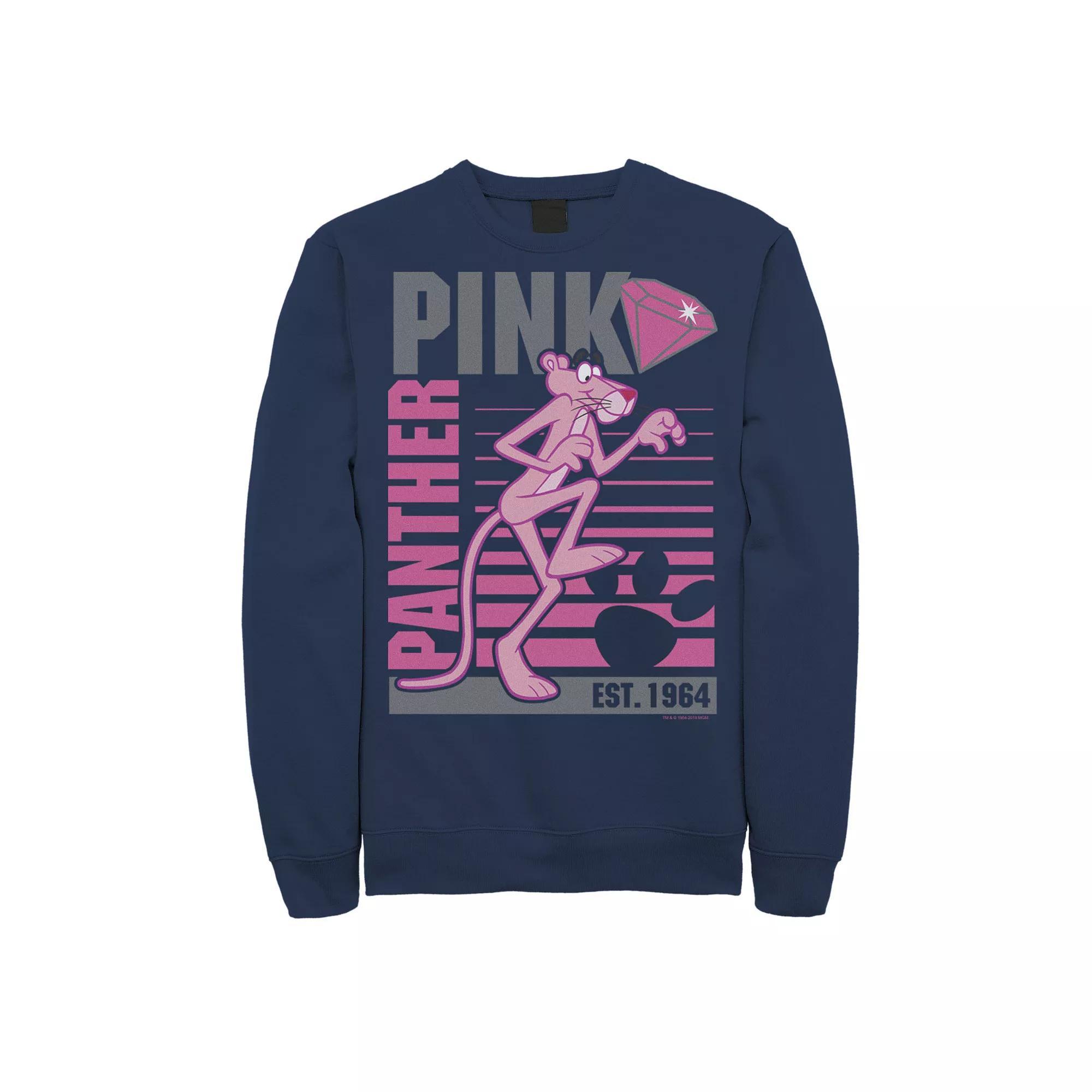 Men's Pink Panther Lined Portrait Sweatshirt, Size: 3XL, Blue Product Image