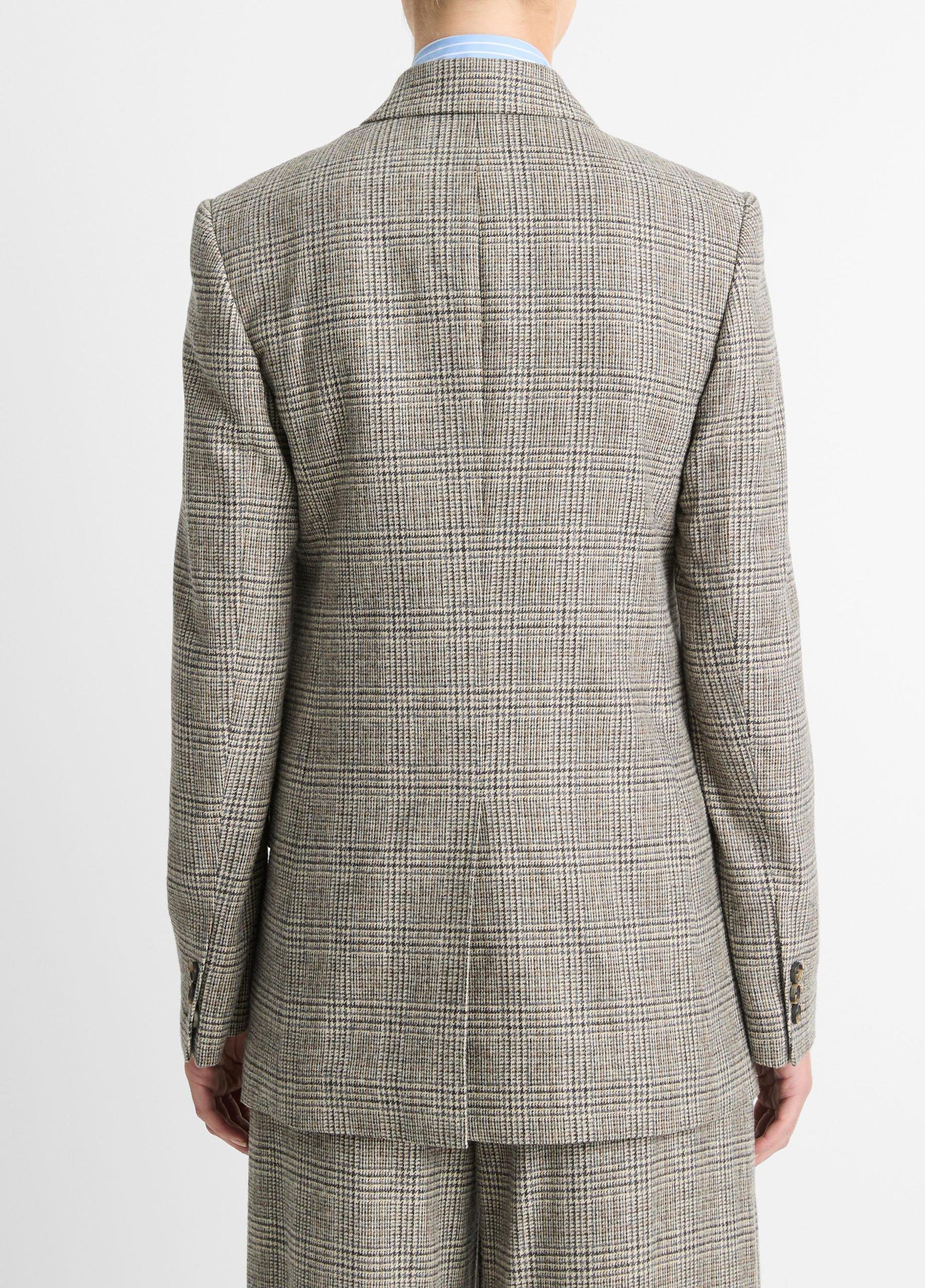 Plaid Italian Wool-Blend Double-Breasted Blazer Product Image