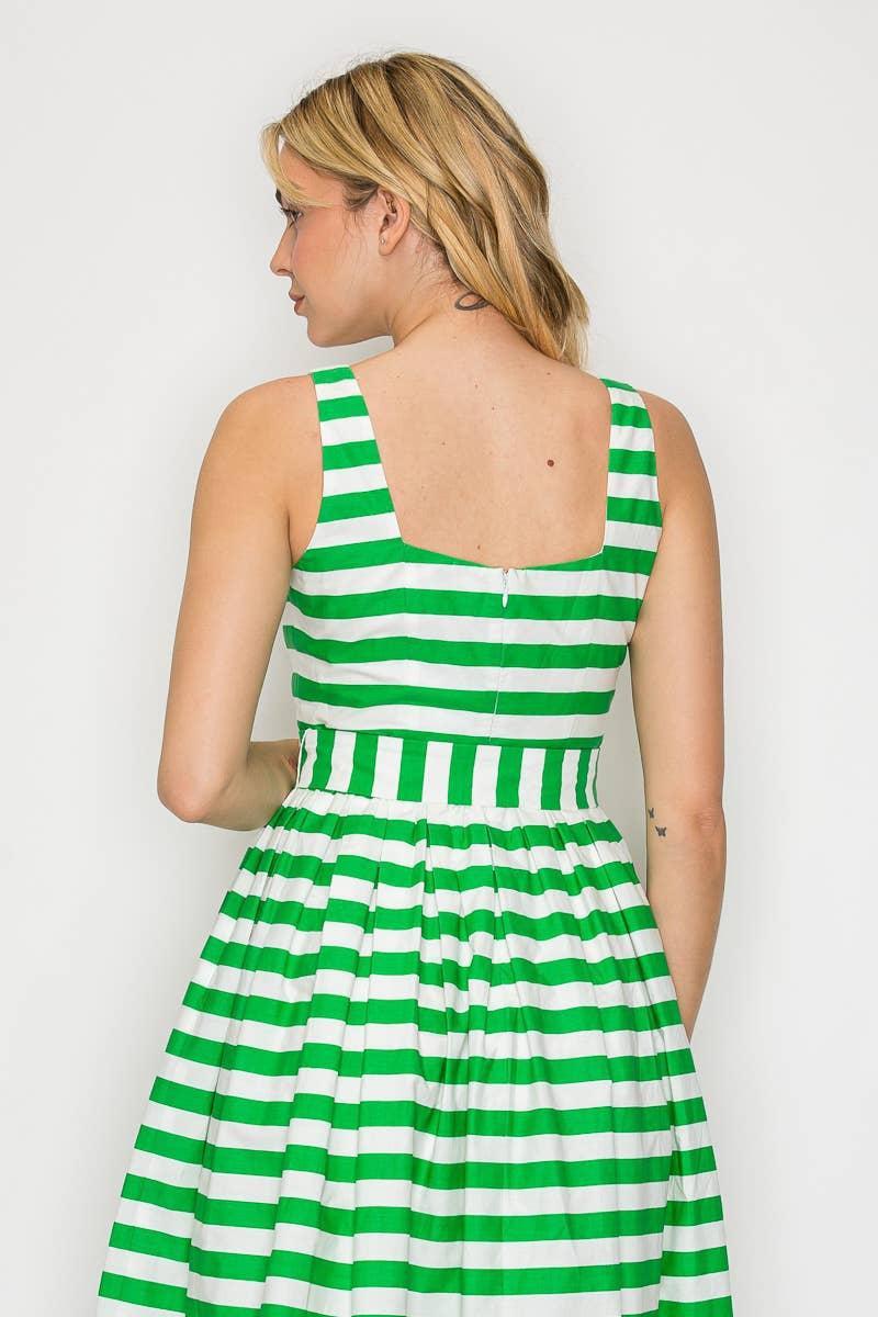 Lucky Green Stripe Classic Midi Dress Product Image