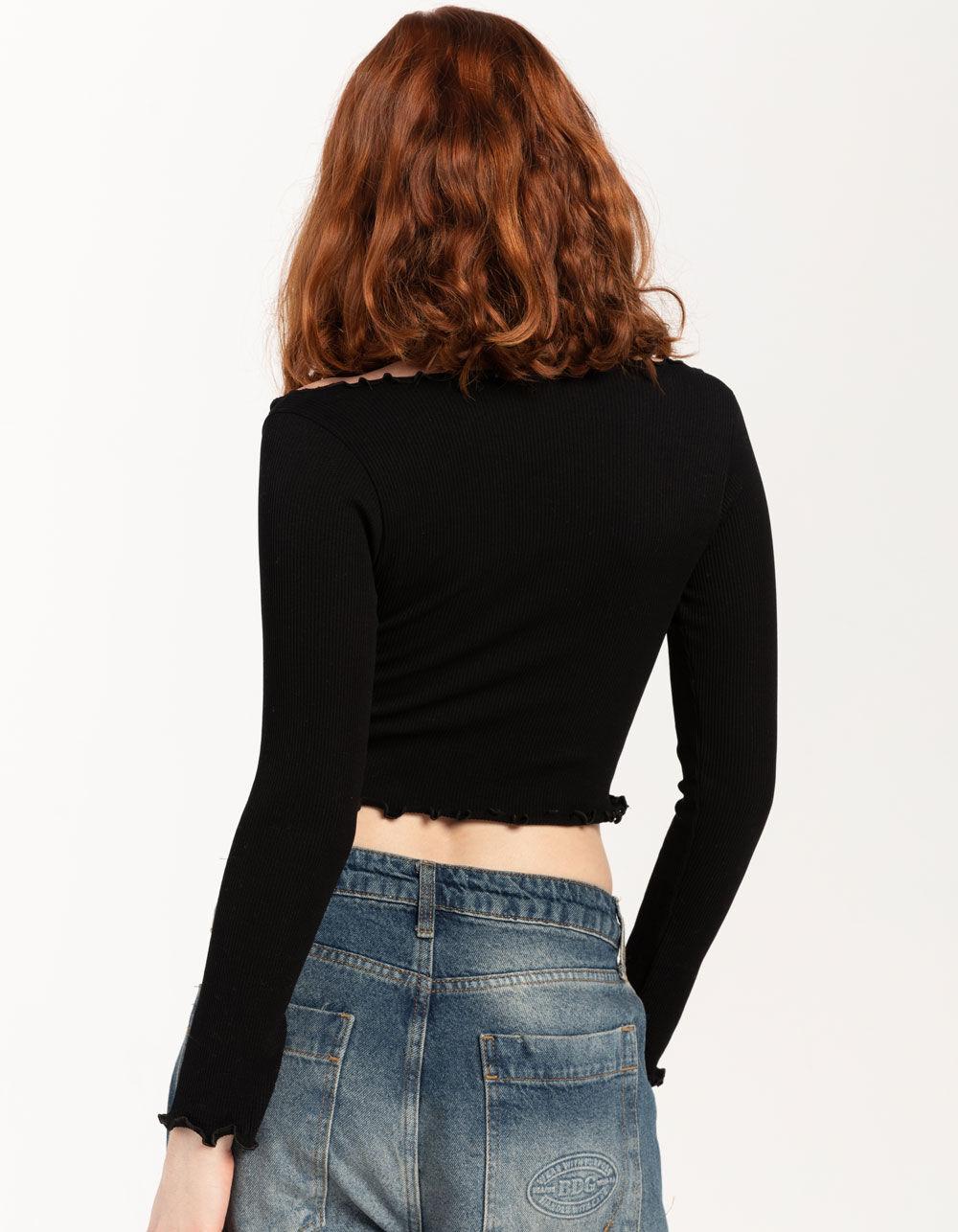 BDG Urban Outfitters Seamless Elise Womens Long Sleeve Top - BLACK Product Image