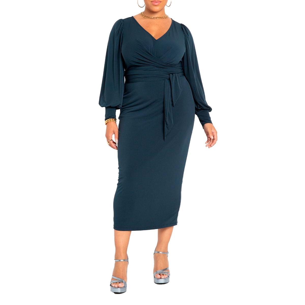 Eloquii Womens Cross Front Midi Dress Product Image