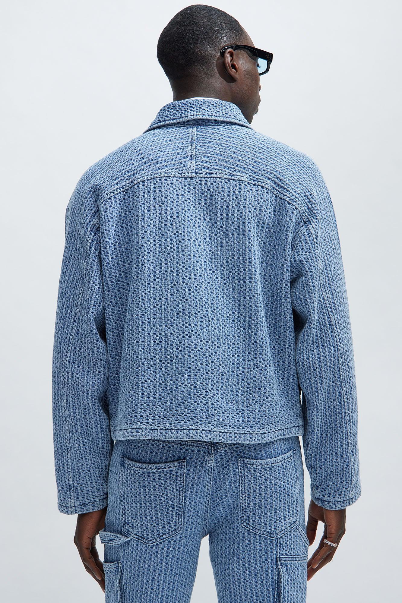 Warsaw Cropped Denim Work Trucker - Light Blue Product Image