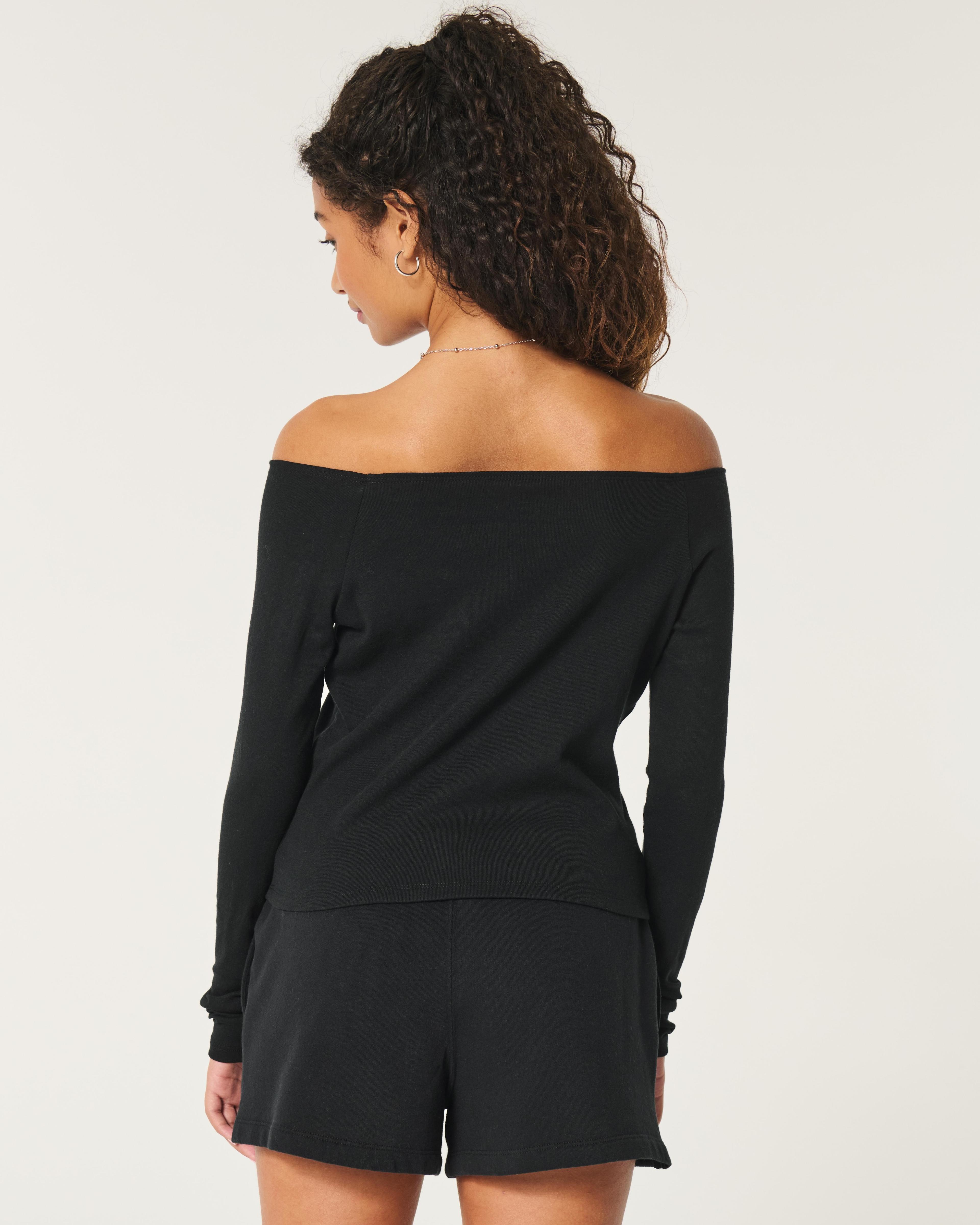 Long-Sleeve Off-the-Shoulder Top Product Image