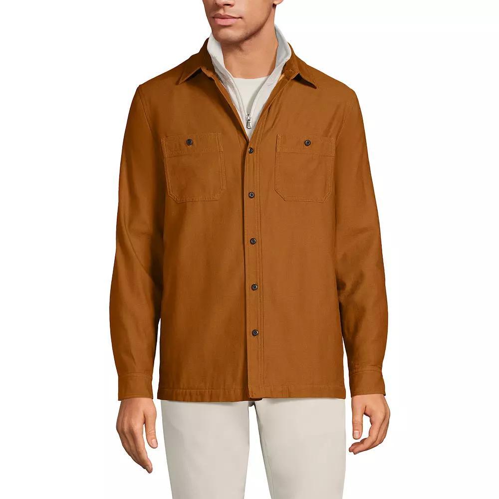 Men's Lands' End Lightweight Canvas Button-Up Shirt Jacket,  Product Image