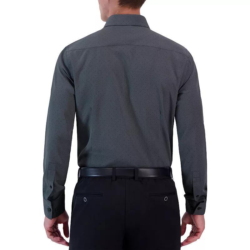 Men's Report Collection Slim-Fit Performance Dress Shirt, Size: 16-32/33, Gray Herringbone Dot Product Image