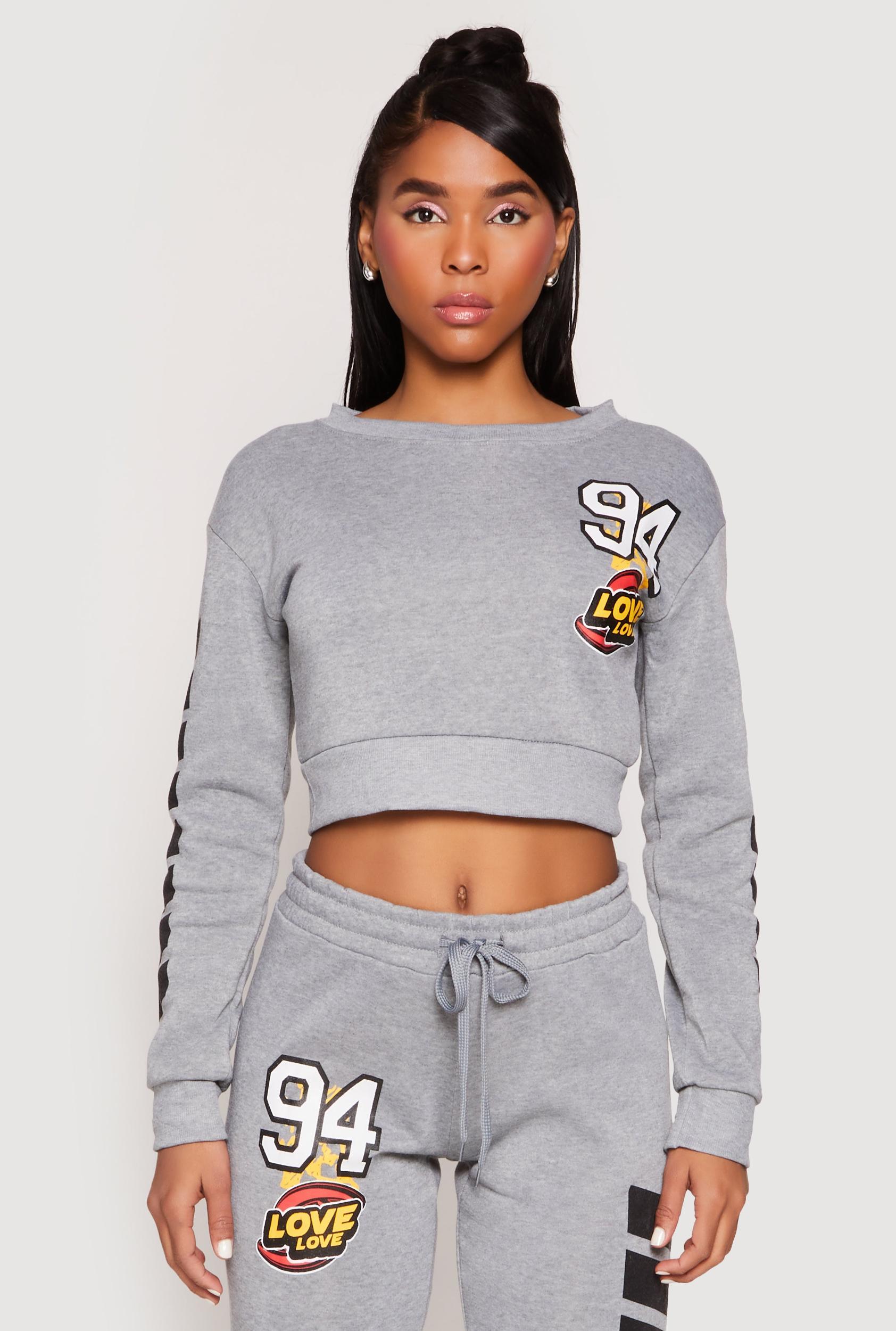 Womens Fleece 94 Love Graphic Cropped Sweatshirt Product Image
