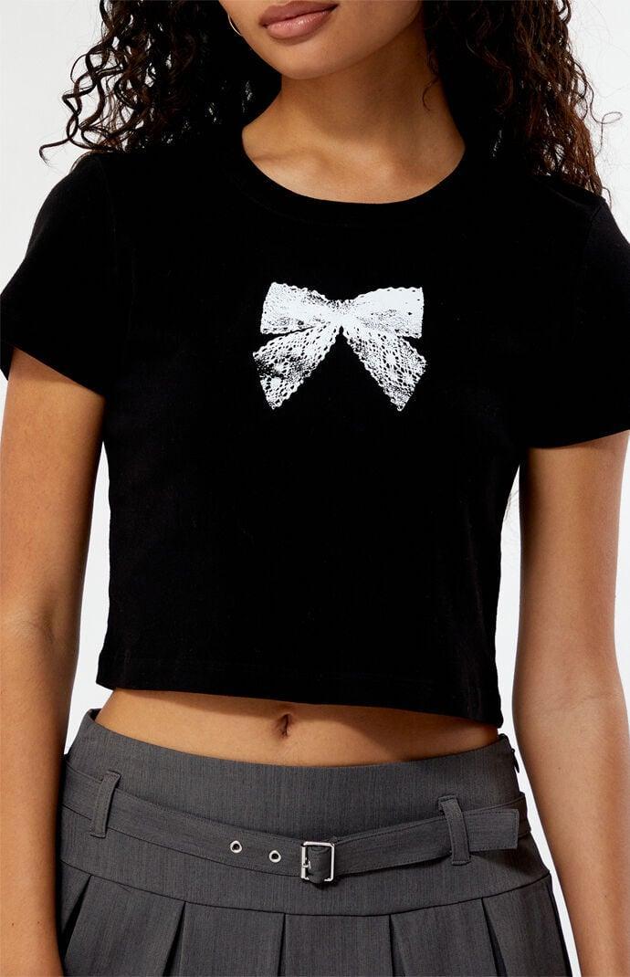 Womens Lace Bow Baby T-Shirt Product Image