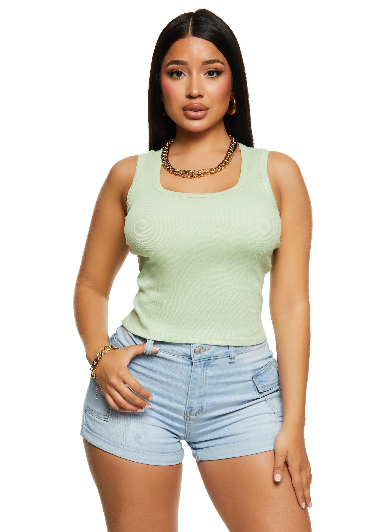 Womens Basic Rib Tank Top Product Image