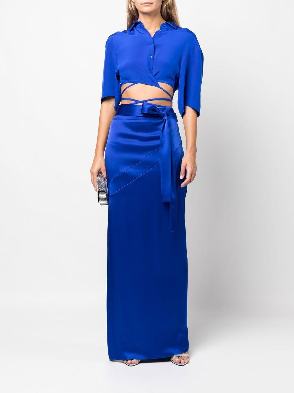 TOM FORD Bow-waist Satin Maxi Skirt In Blue Product Image