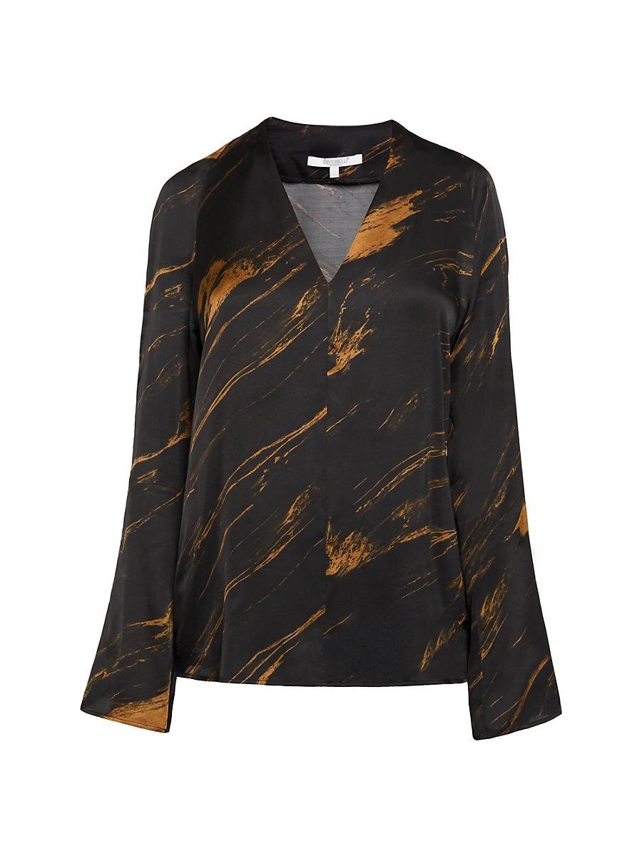 Womens Printed V-Neck Blouse Product Image